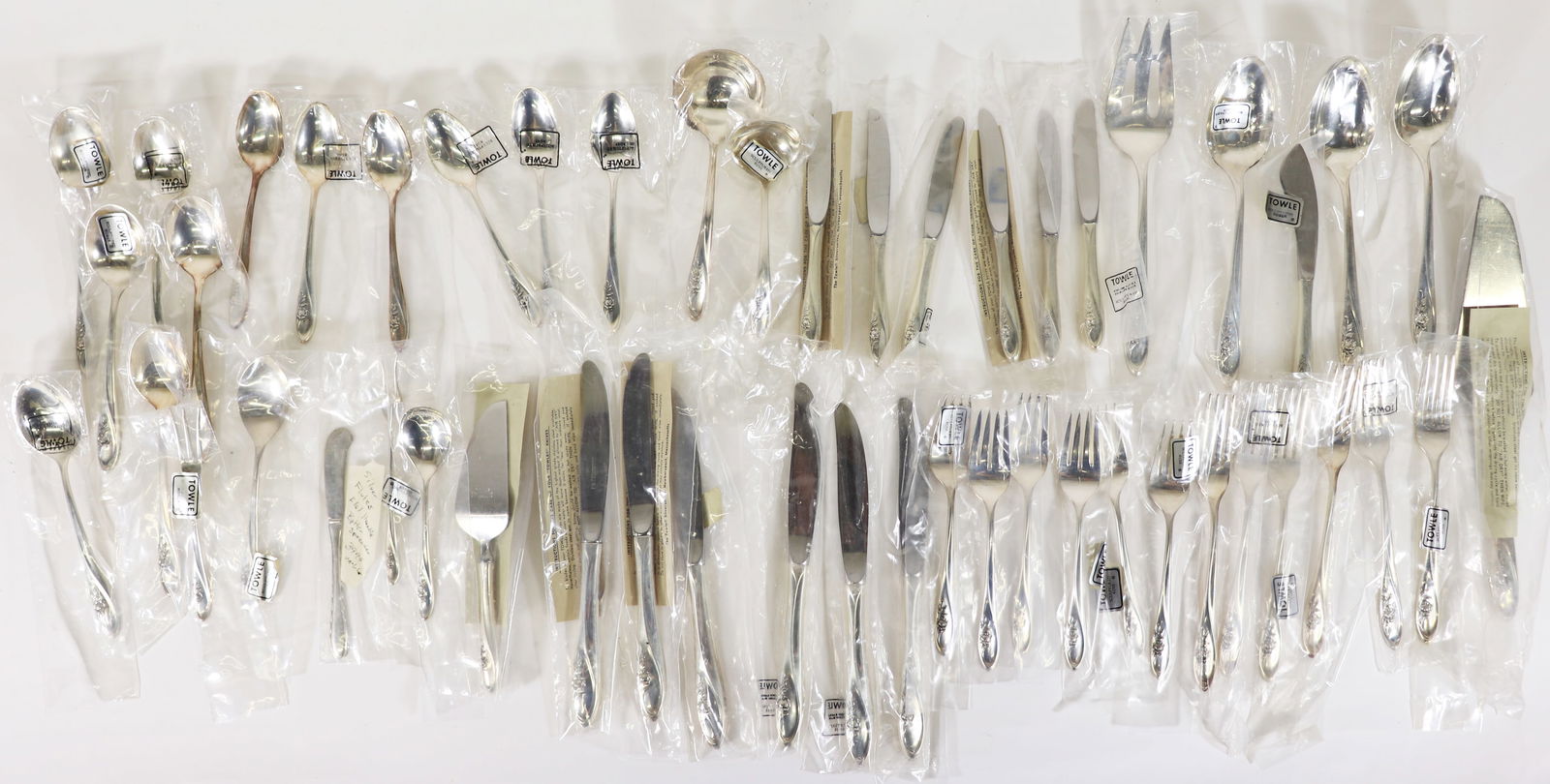 (51) PIECE TOWLE STERLING SCULPTURED ROSE FLATWARE (1 of 5)