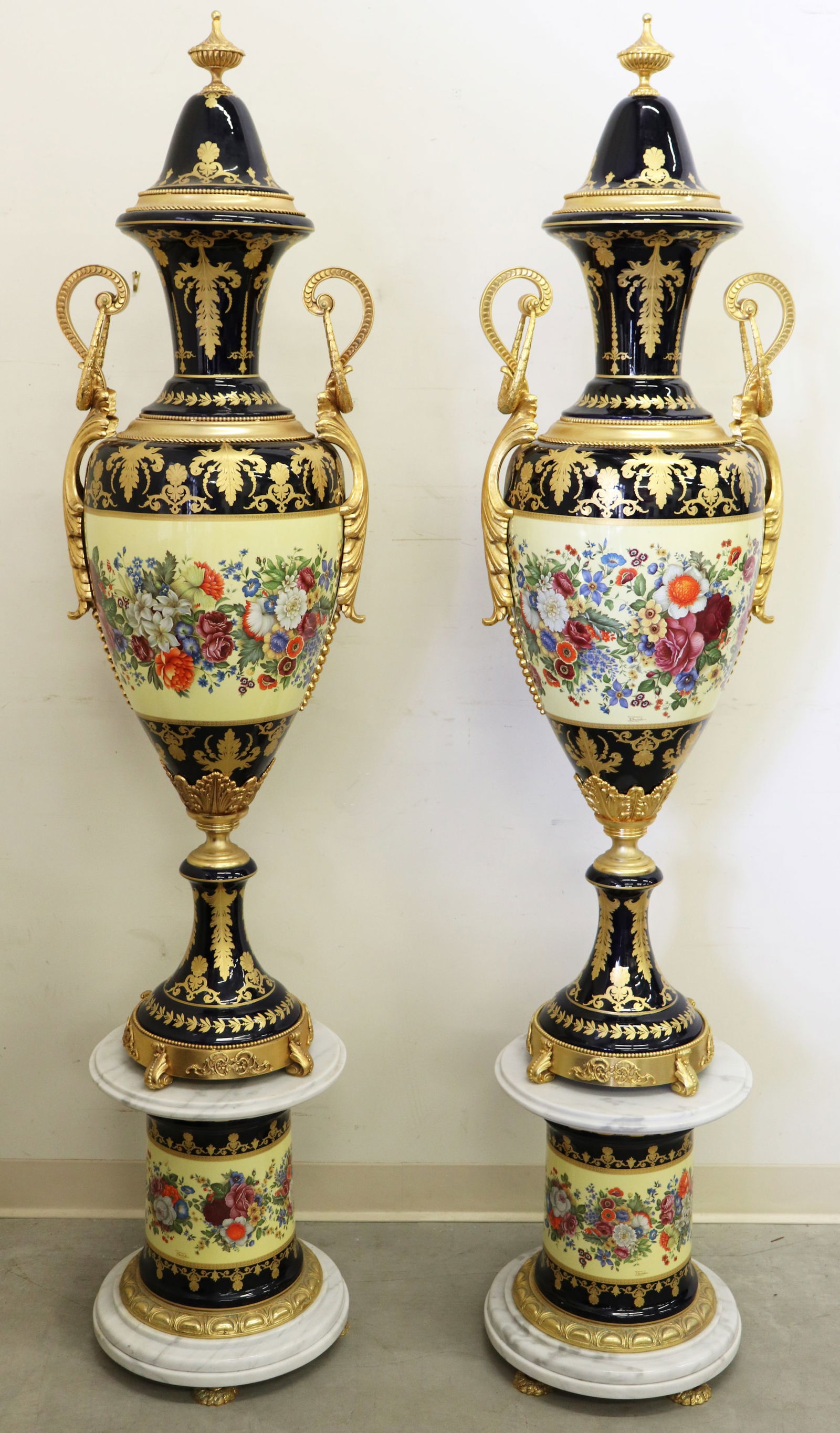 (2) MONUMENTAL URNS WITH STANDS (1 of 6)