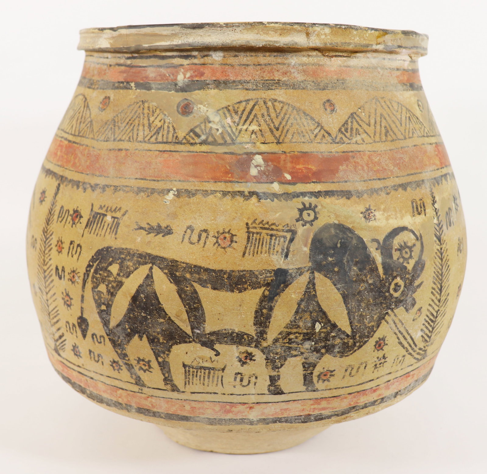 LARGE INDUS VALLEY ZEBU BULL DECORATED VESSEL (1 of 5)