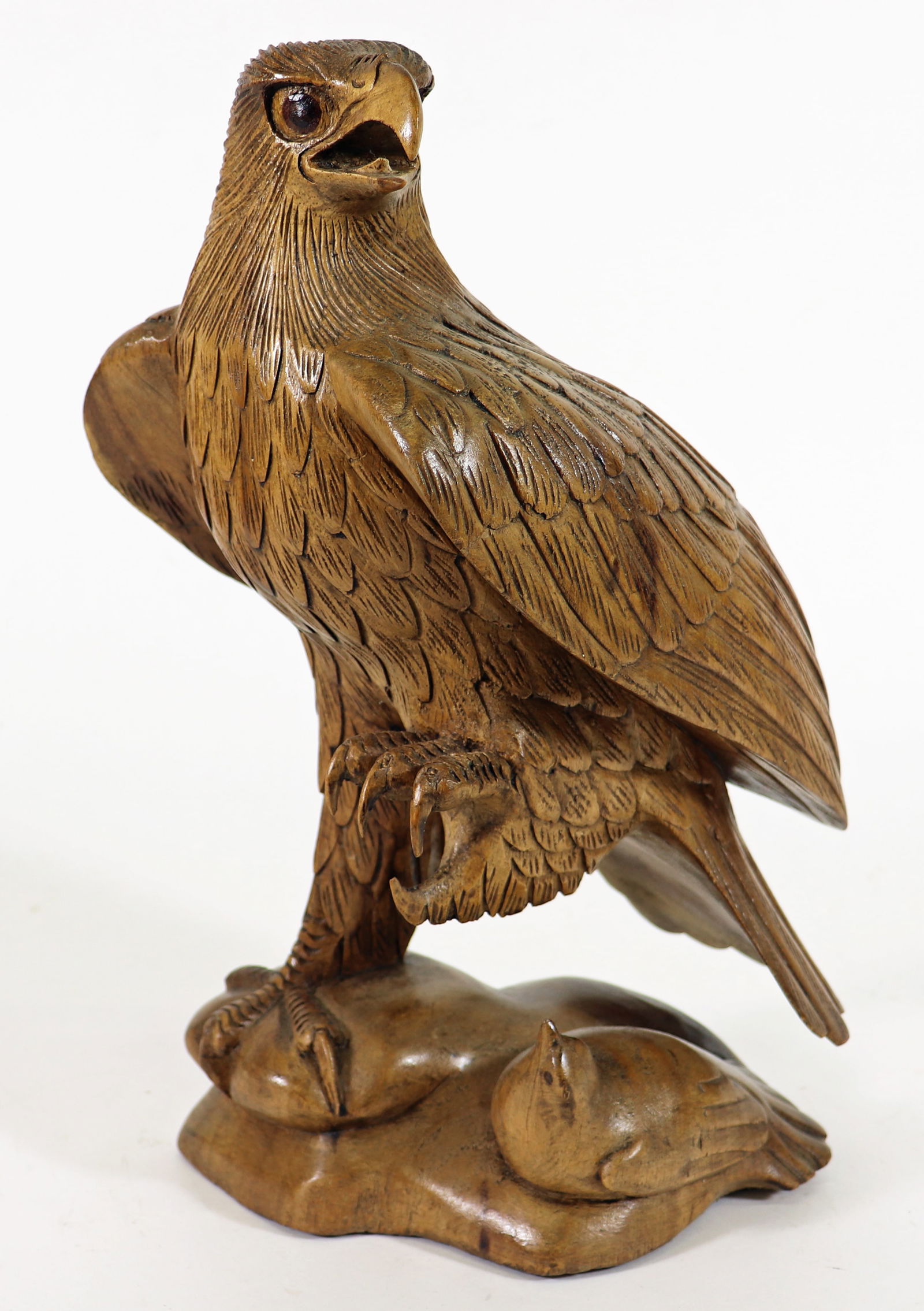 VINTAGE AMERICAN BALD EAGLE & EAGLET WOOD CARVING (1 of 4)