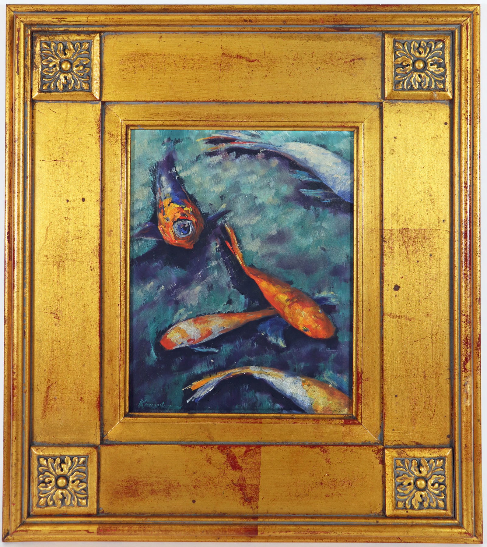 KAREN HAGAN OIL PAINTING "KOI" FISH (1 of 4)