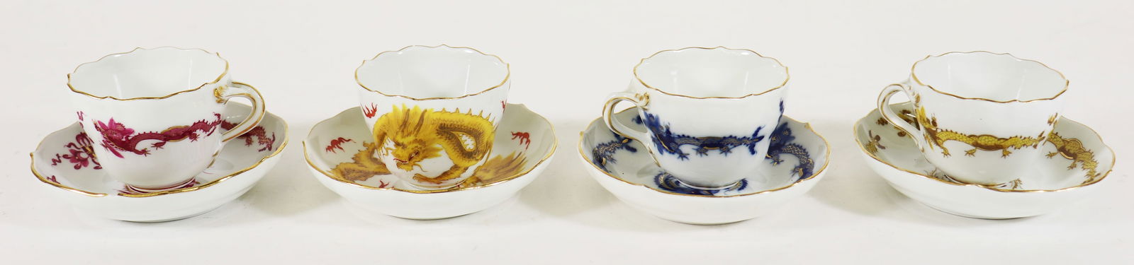 (4) MEISSEN PORCELAIN DRAGON DEMITASSE SETS (1 of 5)