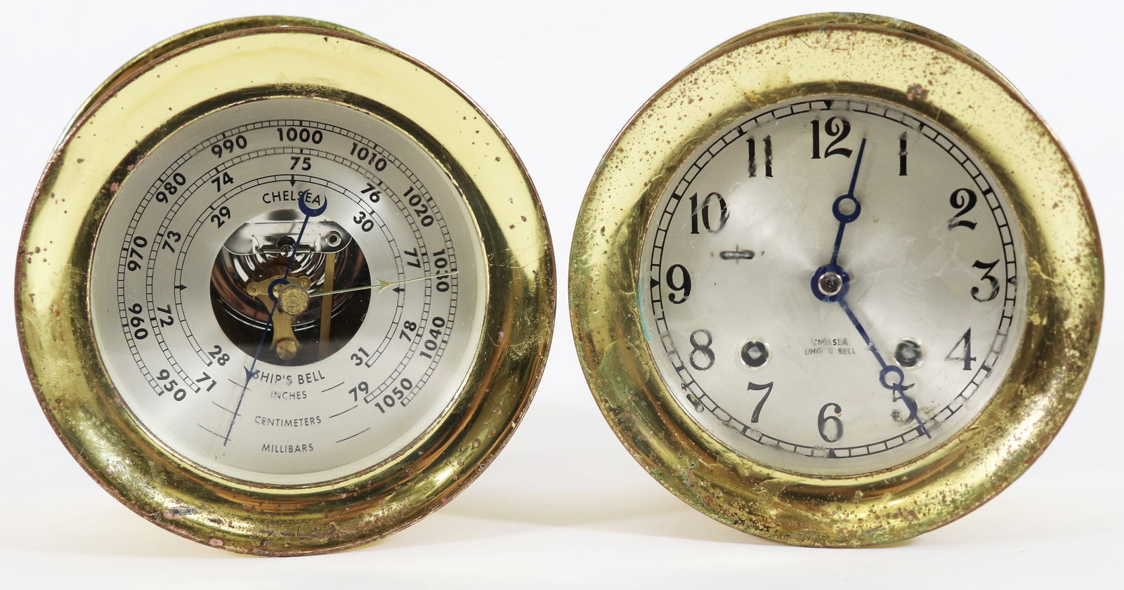 CHELSEA SHIP'S BELL CLOCK & BAROMETER (1 of 5)
