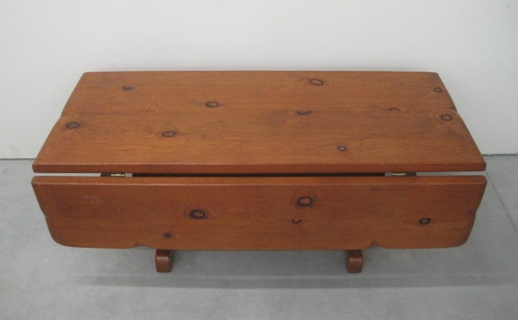 DROP LEAF COFFEE TABLE: Table measures 19" tall 48" x 20" wide. Each leaf adds 10"