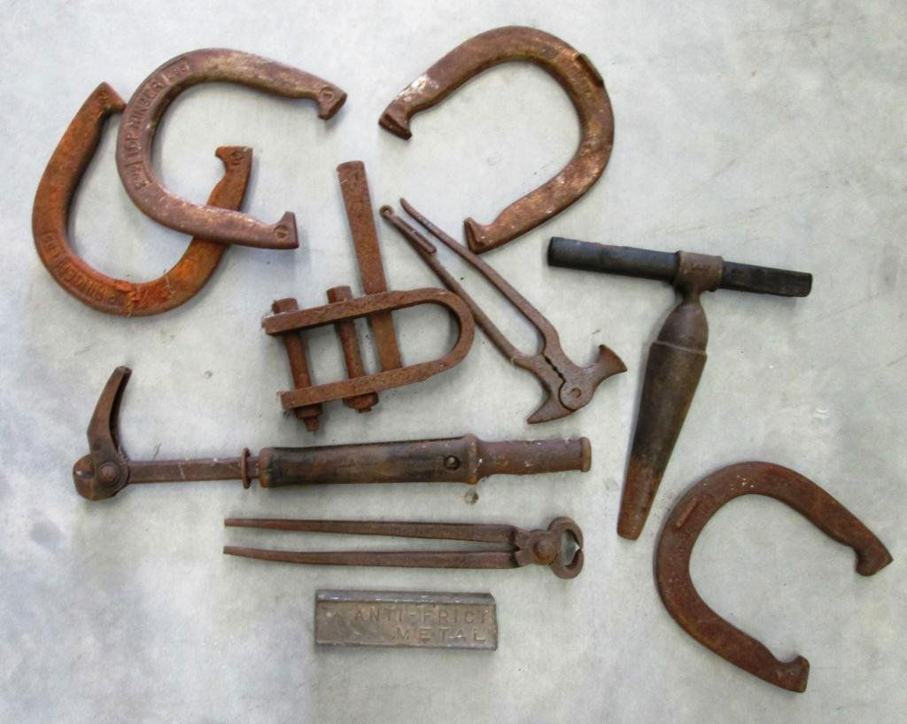 ANTIQUE HORSESHOE BLACKSMITH TOOLS