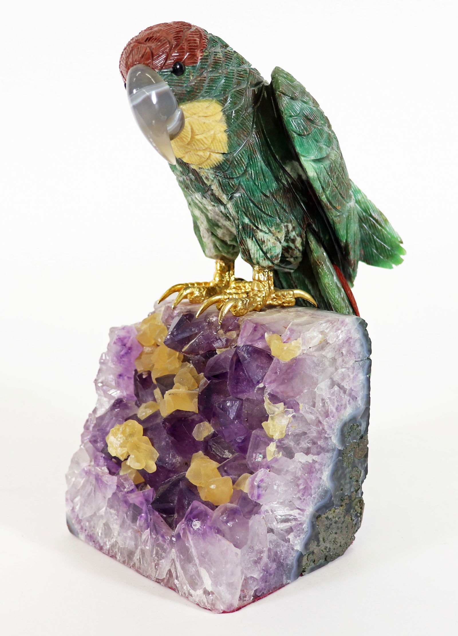 BRAZILIAN GEMSTONE PARROT SCULPTURE (1 of 4)