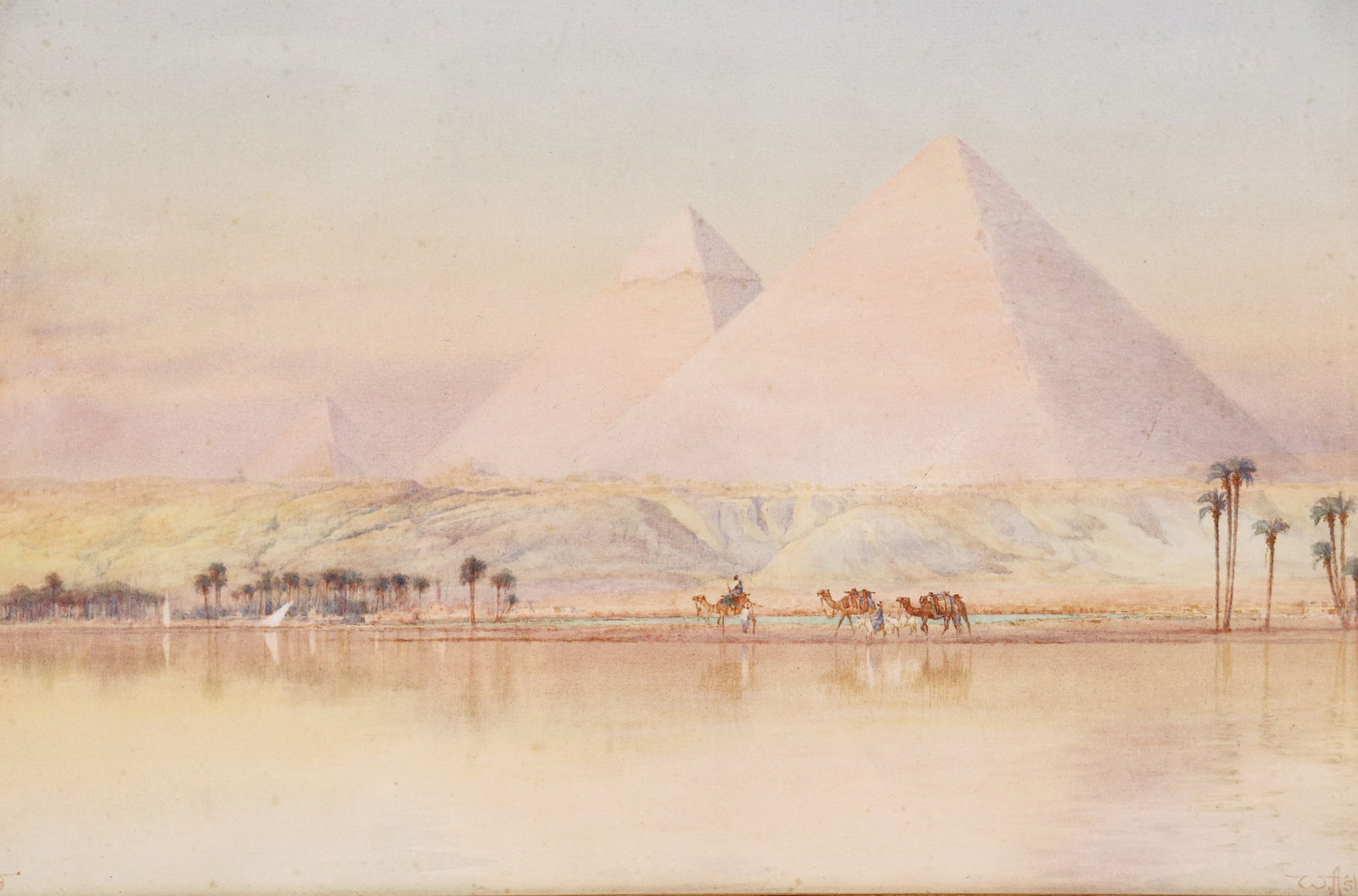 WILLIAM ASHTON 1920 EGYPTIAN PYRAMIDS WATERCOLOR (1 of 5)