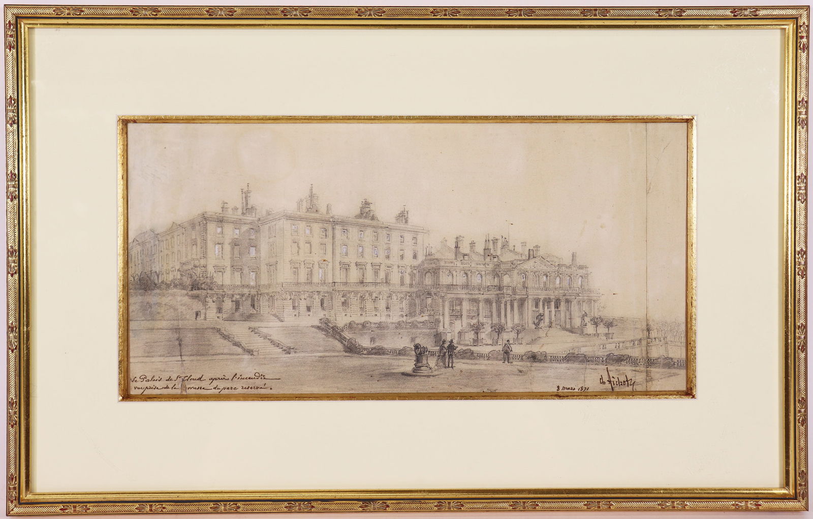 19TH CENTURY CHATEAU de SAINT CLOUD DRAWING (1 of 5)