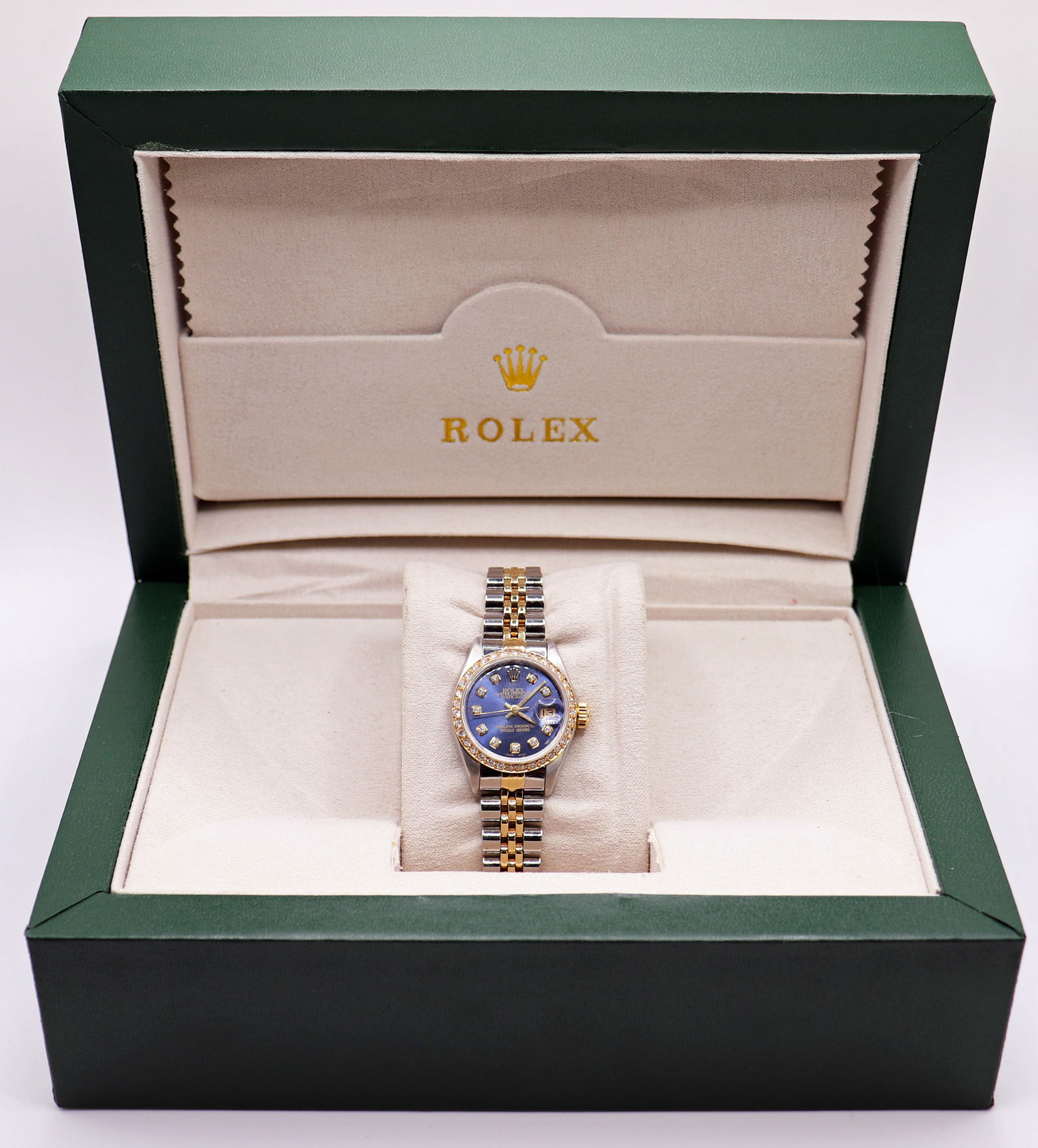 LADIES ROLEX DATEJUST DIAMOND SS GOLD WATCH & BOX (1 of 4)