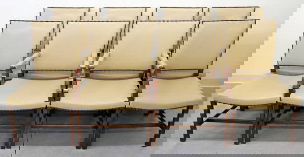 (8) ROSE TARLOW MELROSE HOUSE "GLENNA" CHAIRS: Set of (8) Rose Tarlow Melrose House Glenna dining chairs. Two arm chairs and six side chairs. Some with light wear to backs. Seats 20" x 21" wide, 37.5" tall to back.