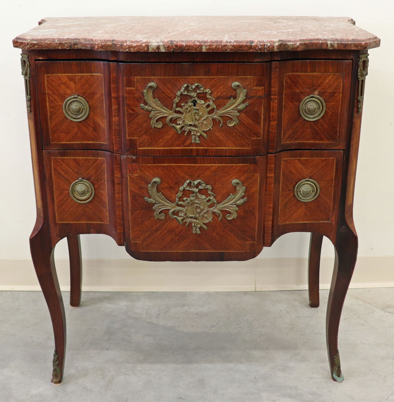 ANTIQUE LOUIS XV STYLE MARBLE TOP COMMODE (1 of 3)