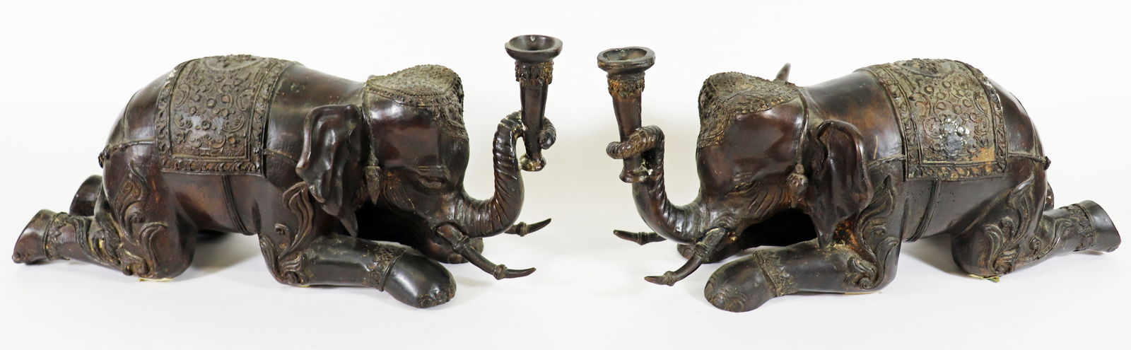 (2) BRONZE ELEPHANT CANDLE HOLDERS (1 of 3)