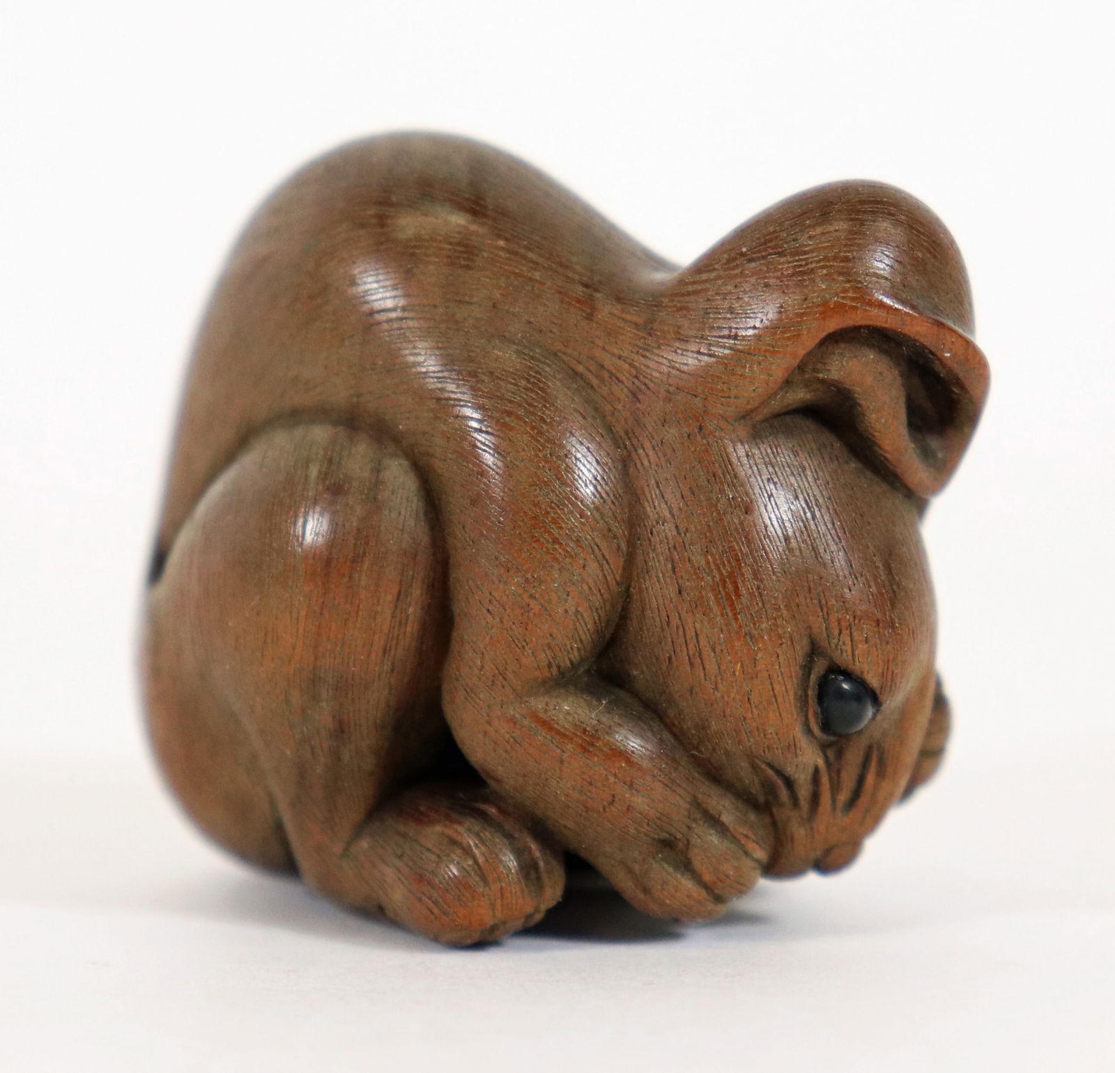 JAPANESE SIGNED WOOD RABBIT NETSUKE (1 of 5)