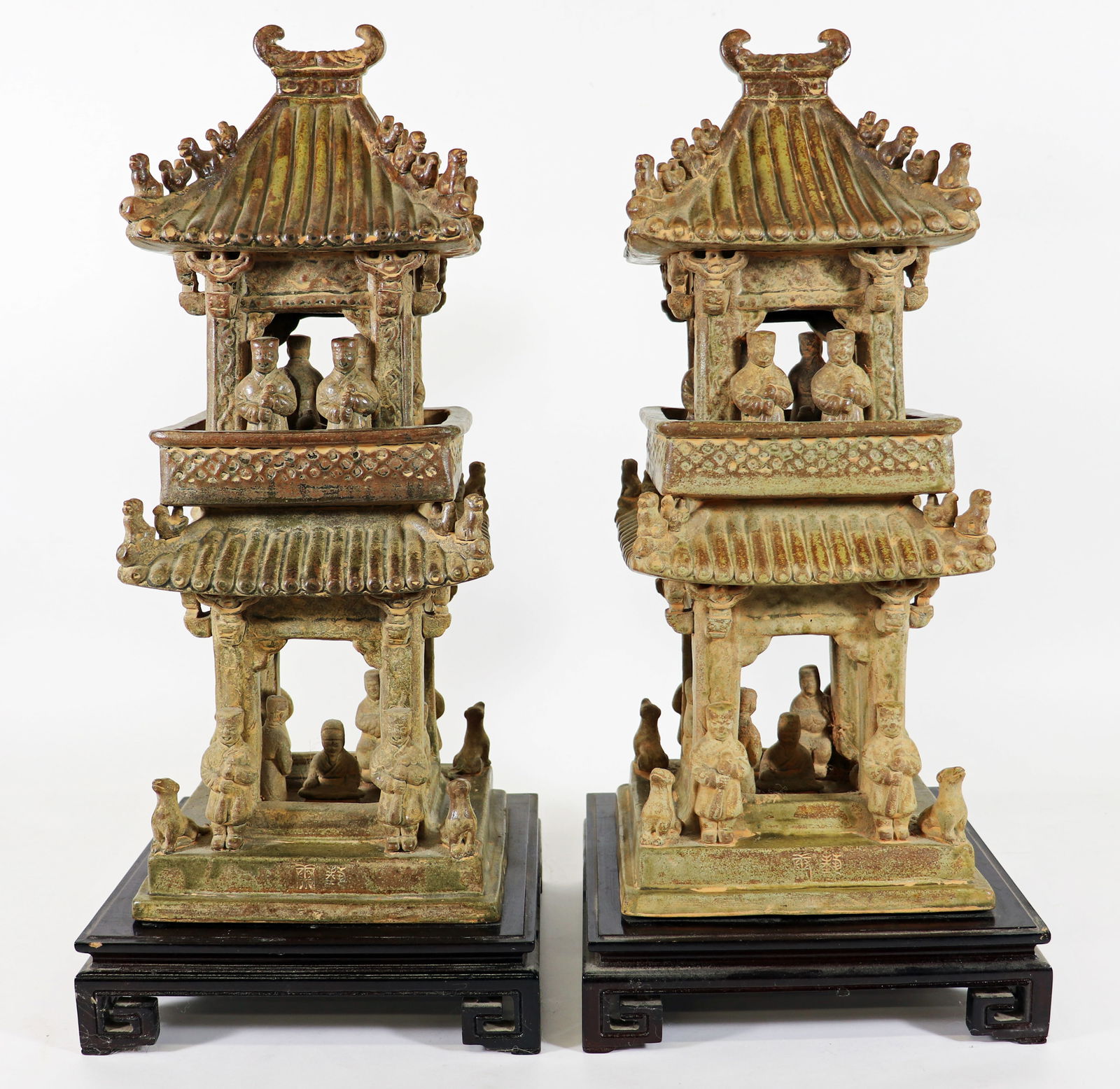 (2) CHINESE TERRACOTTA PAGODA TEMPLES (1 of 5)