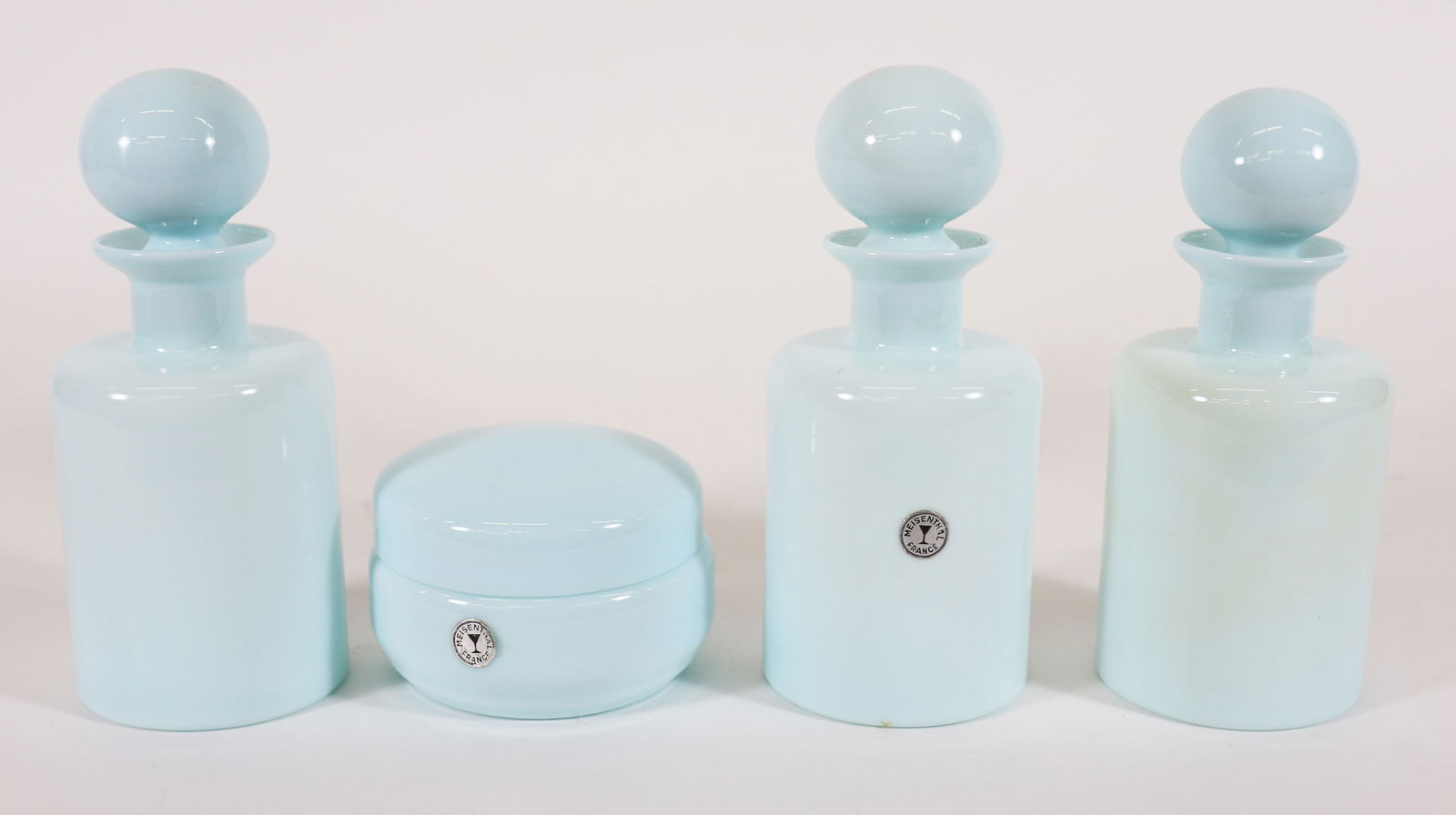 (4) PIECE FRENCH BLUE OPALINE MEISENTHAL SET (1 of 1)