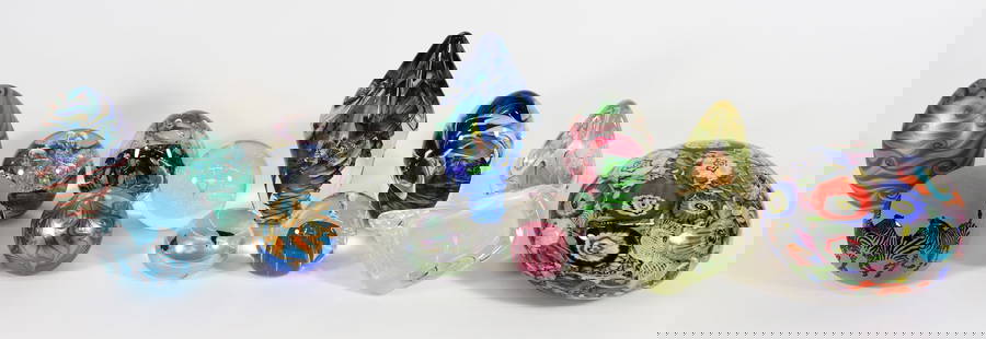 (13) SIGNED ART GLASS PAPERWEIGHT COLLECTION: A collection of art glass paperweights to include Eickhoff, David R. Boutin, Charles Wright, Chris Sterno WFS, Vandermark, Tom Philabaum, Ed Zozlowski, Correia, and more. The measure in size range fro