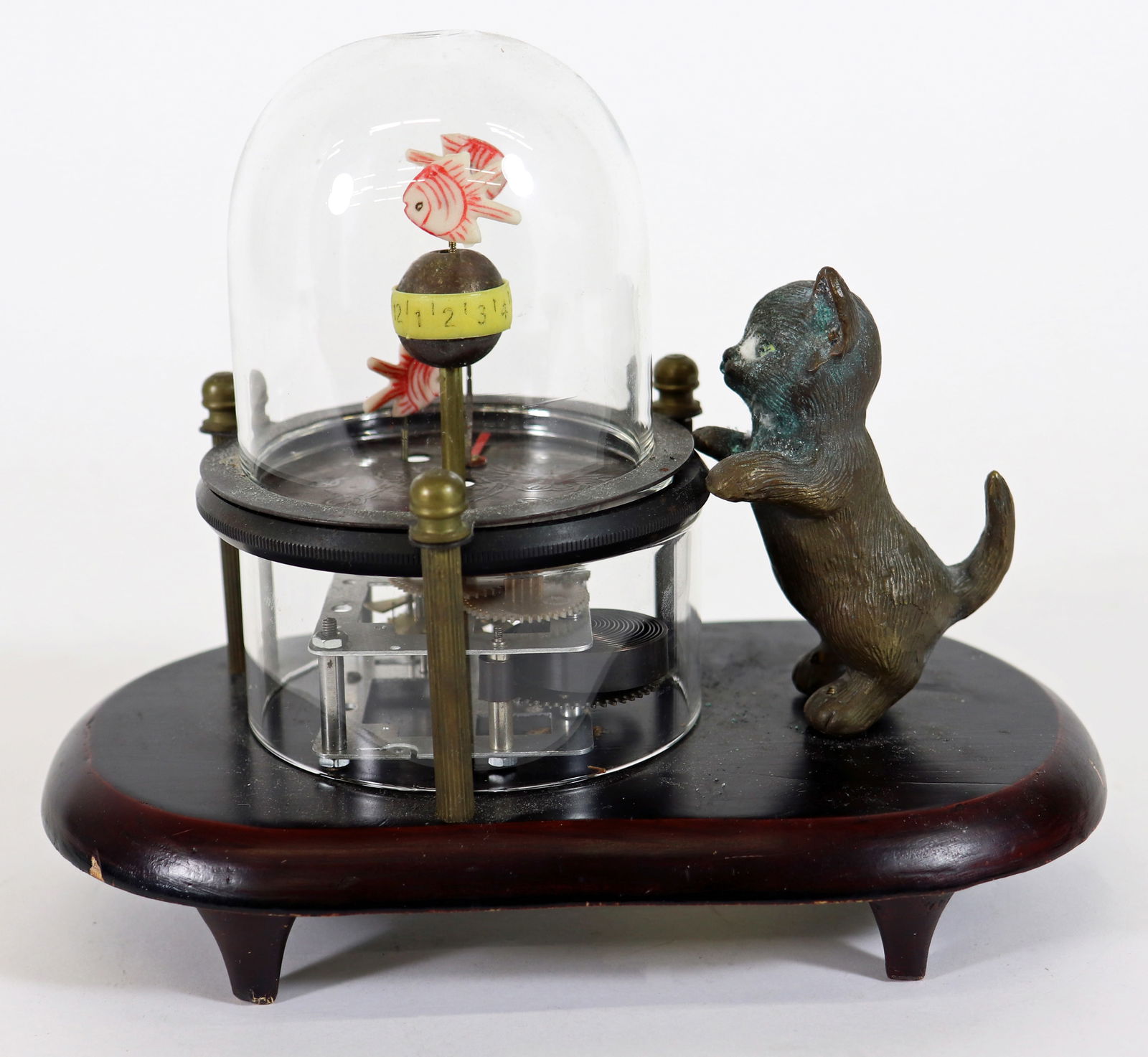 VINTAGE AUTOMATON CAT & FISH CLOCK (1 of 4)