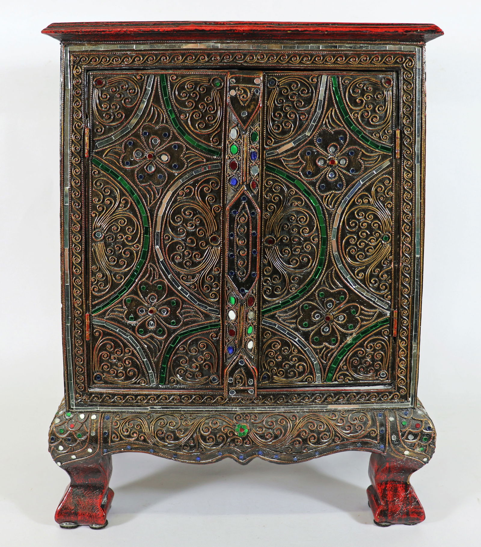 WOOD JEWELED THAI STORAGE CHEST (1 of 3)