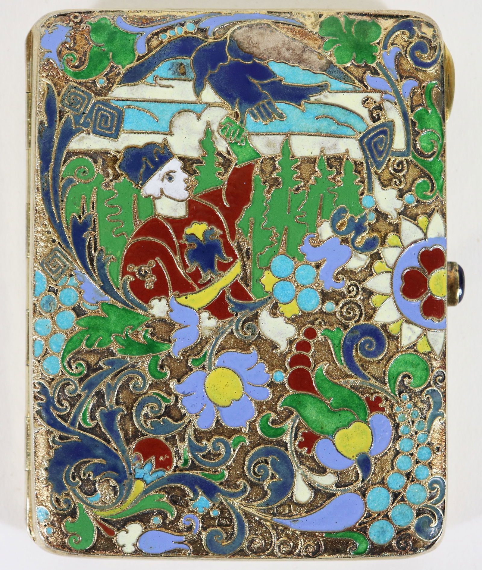 RUSSIAN CIGARETTE CASE - SILVER GILT & ENAMEL (1 of 6)