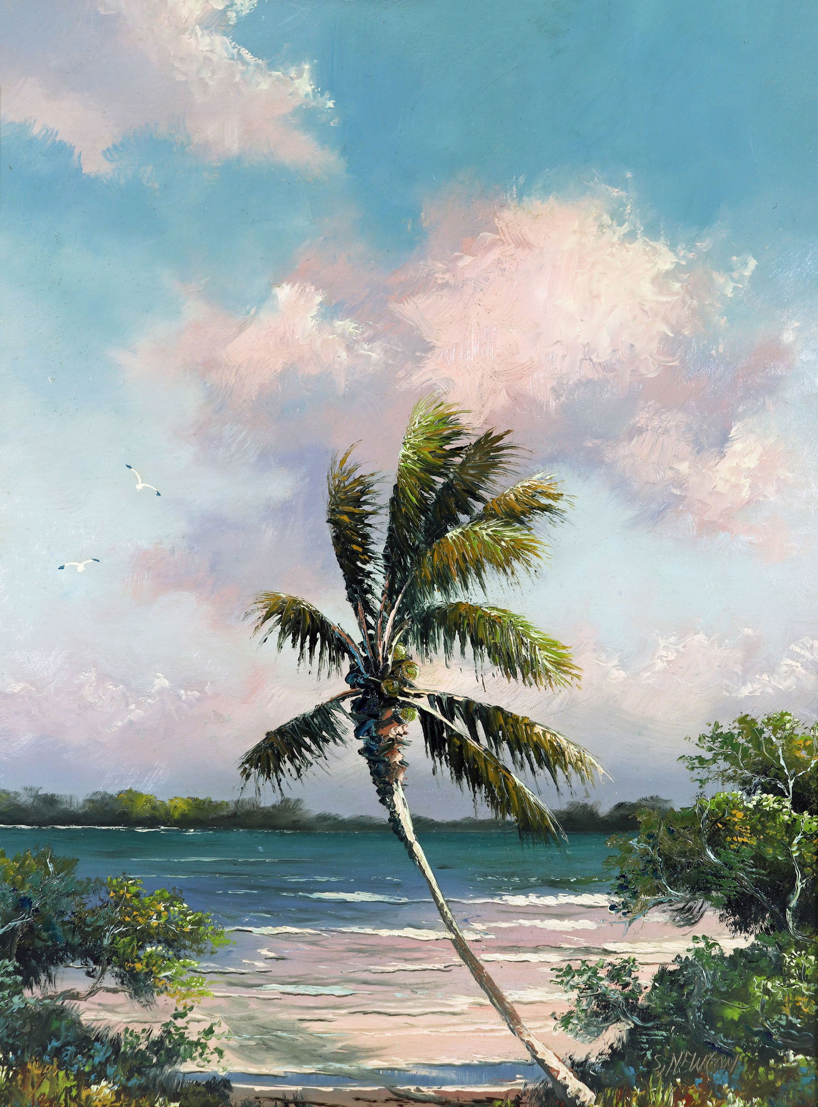 SAM NEWTON BEACH COCONUT PALM HIGHWAYMEN PAINTING (1 of 6)