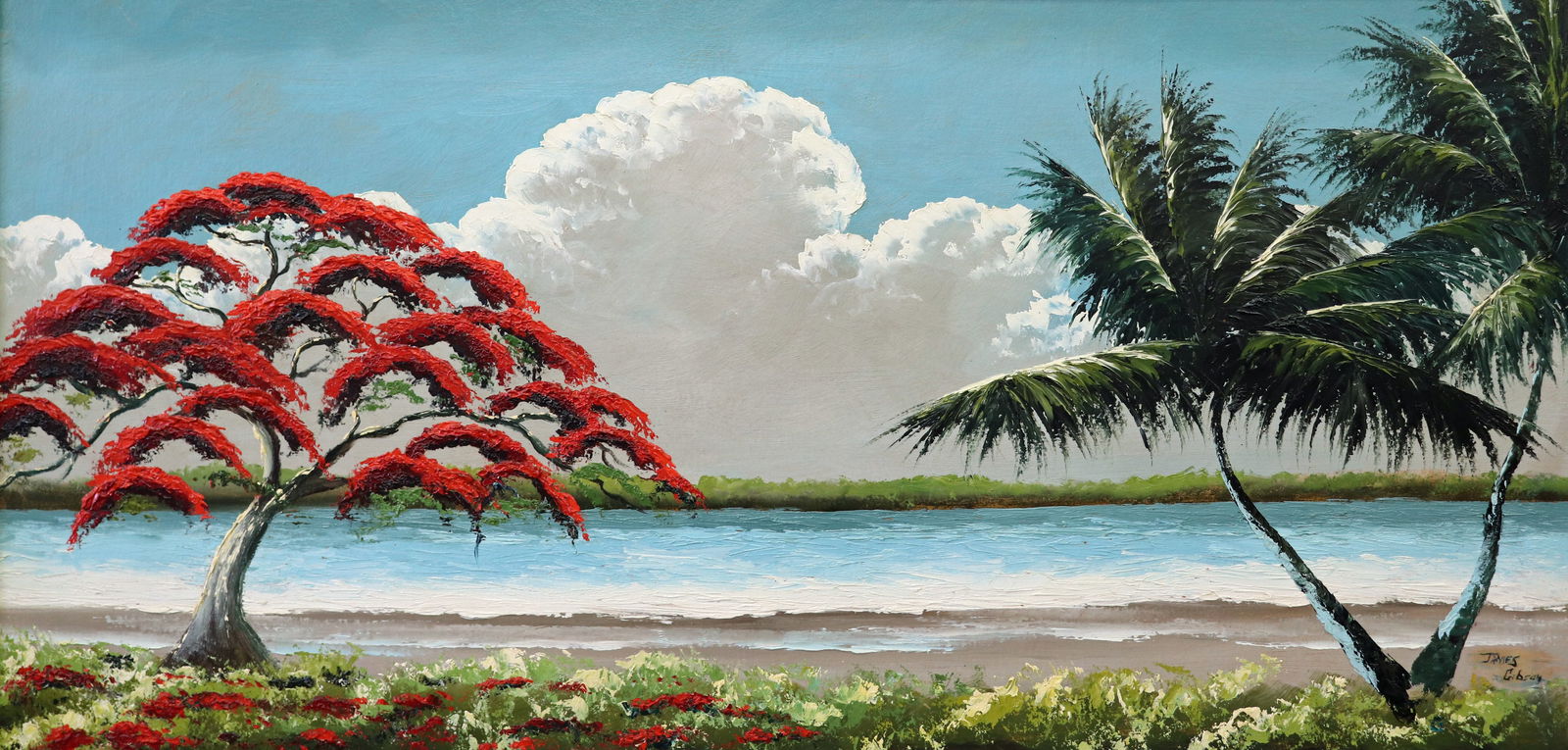 JAMES GIBSON POINCANA & PALMS HIGHWAYMEN PAINTING (1 of 7)