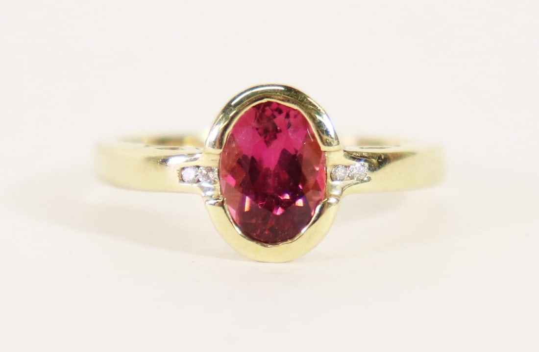 14K PINK TOURMALINE & DIAMOND RING (1 of 3)