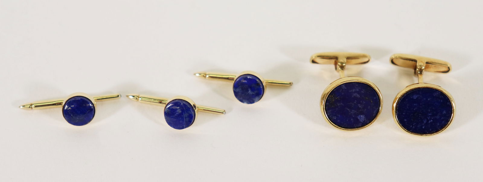 18K YELLOW GOLD BLUE LAPIS CUFFLINK SET (1 of 3)