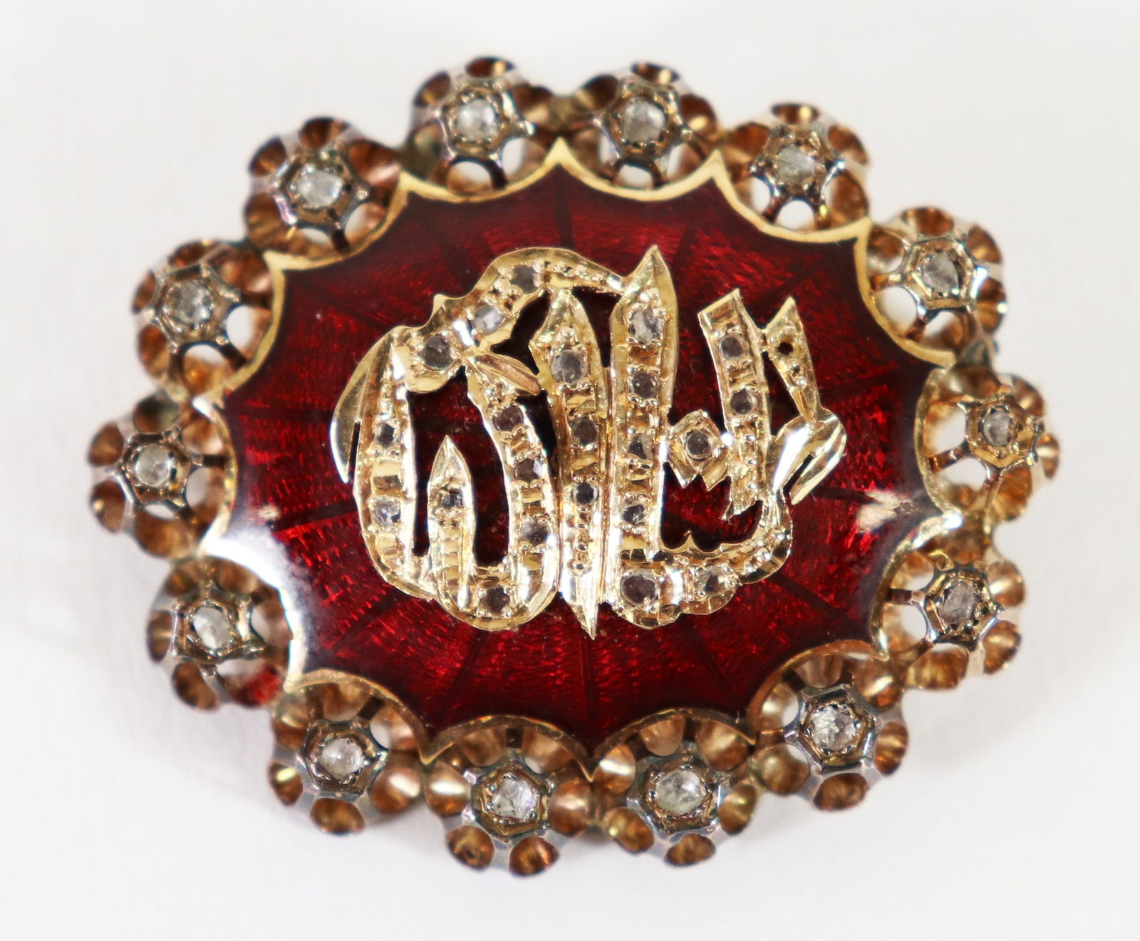 ANTIQUE PERSIAN ENAMEL & DIAMOND BROOCH (1 of 4)