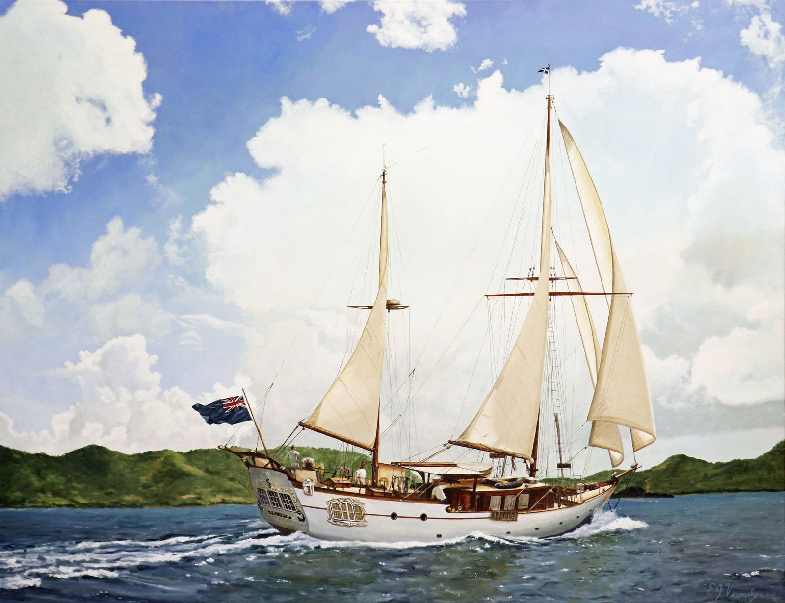 EJ VERMILYEA LARGE SAILING PAINTING (1 of 4)