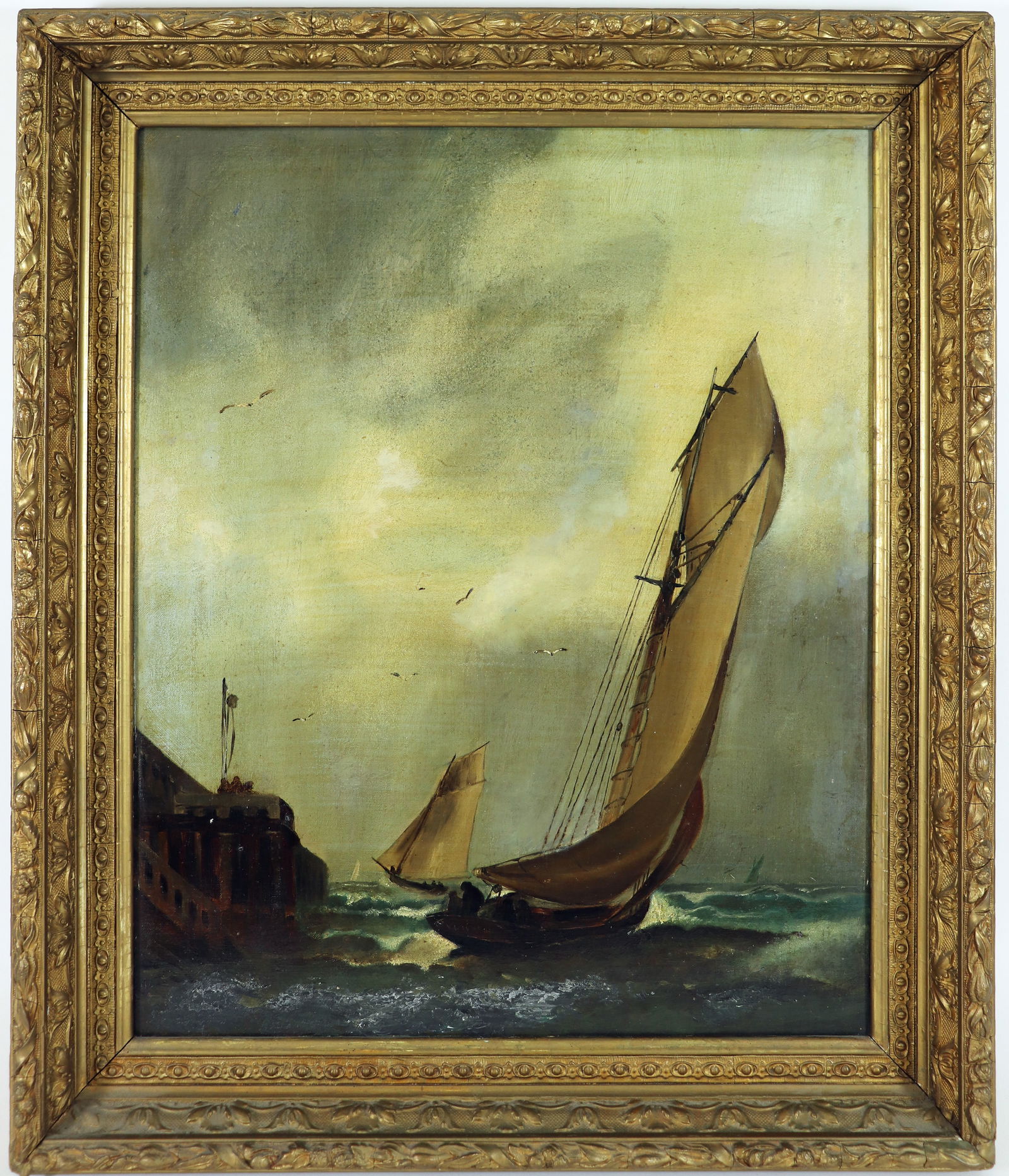 "STORMY SAILBOAT AT SEA" O/C ATT'B EDWARD MORAN (1 of 4)