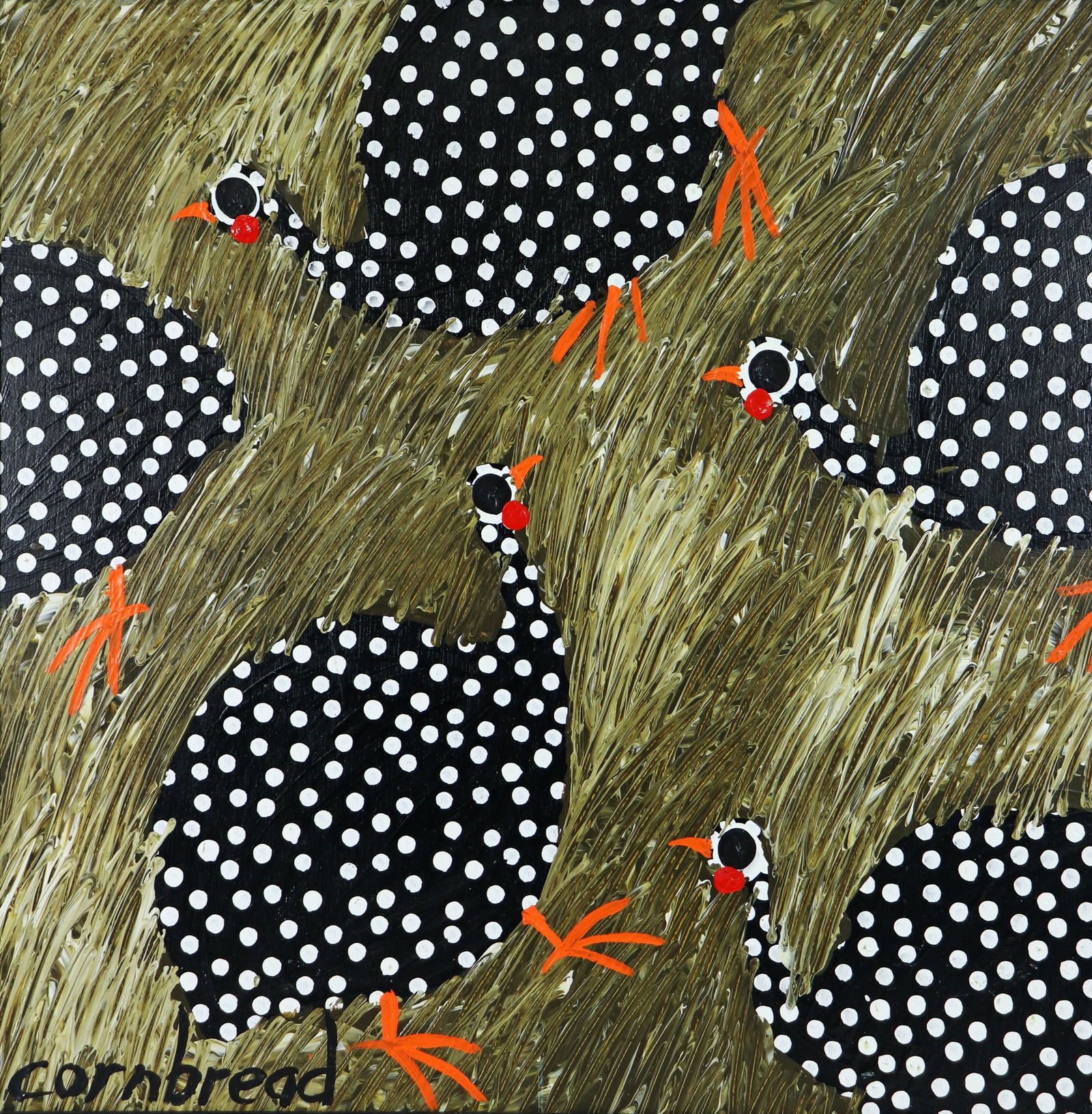 JOHN "CORNBREAD" ANDERSON GUINEA BIRDS PAINTING (1 of 4)