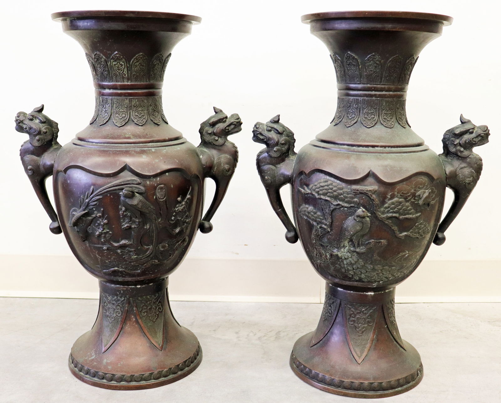 (2) TALL JAPANESE BRONZE VASES (1 of 5)