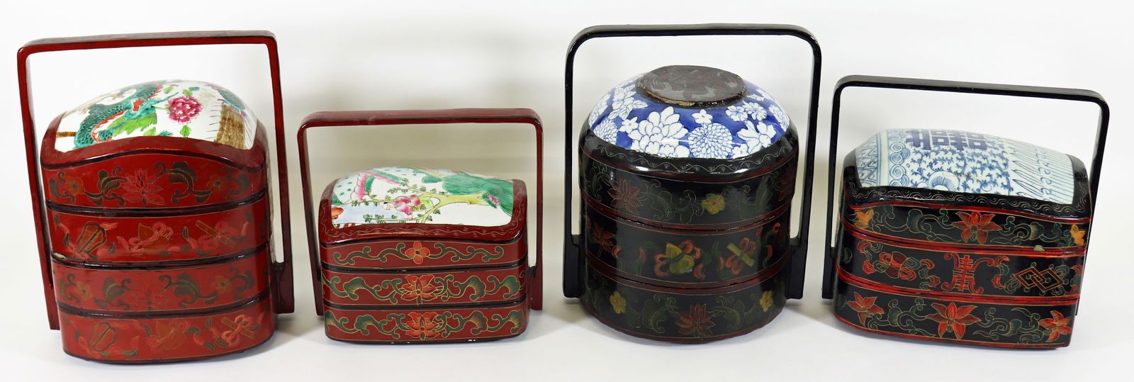 (4) CHINESE PORCELAIN & LACQUERED WEDDING BASKETS (1 of 2)