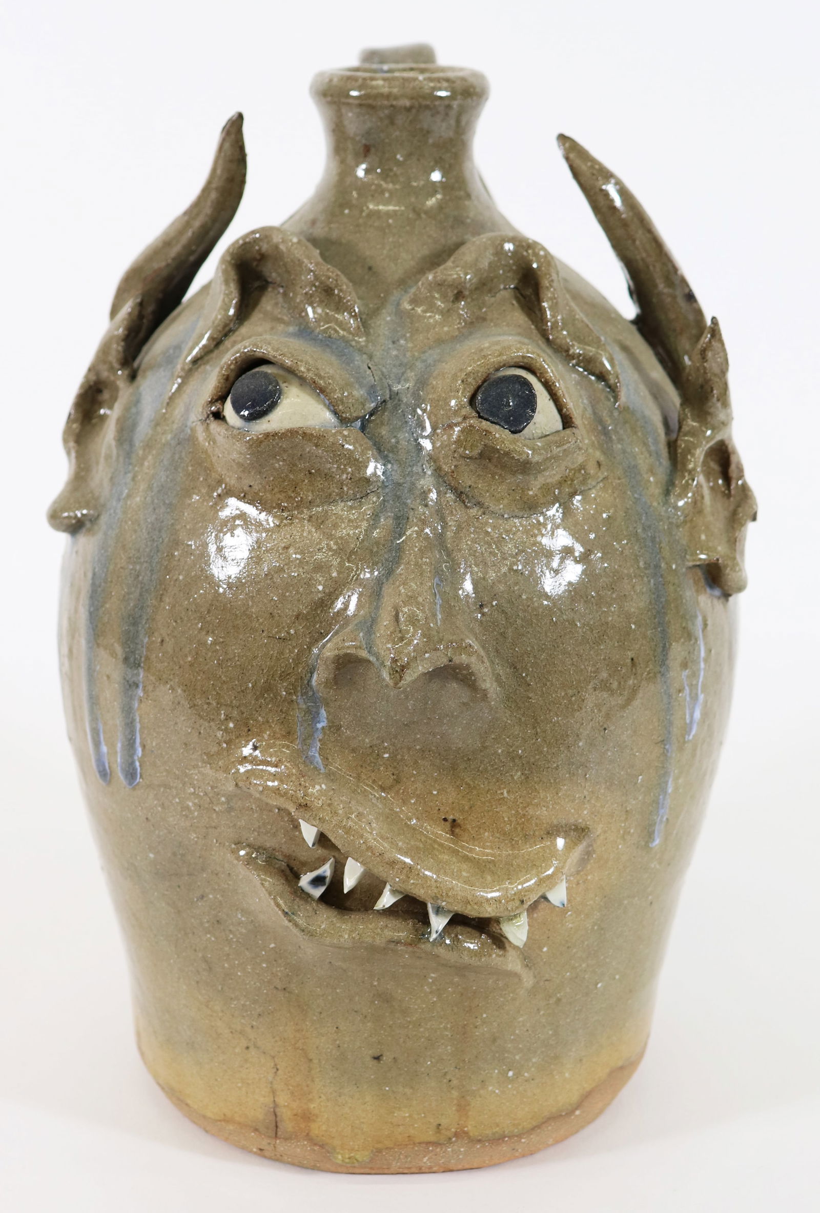 DWAYNE CRAIG FOLK ART FACE JUG (1 of 4)