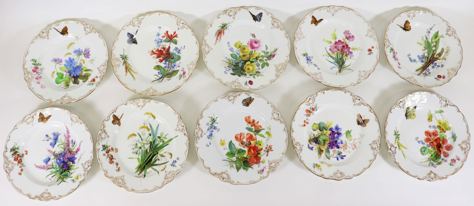 (10) MEISSEN "BOTANICAL BUTTERFLY GARDEN" PLATES (1 of 5)