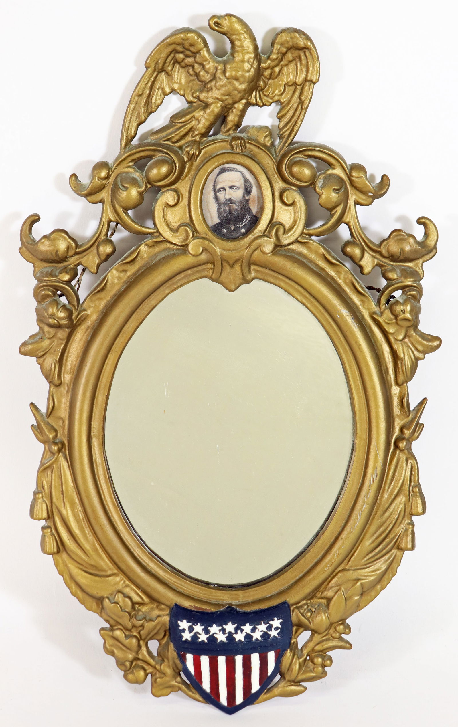 CIVIL WAR ERA CAST IRON FEDERAL MIRROR WITH EAGLE (1 of 4)