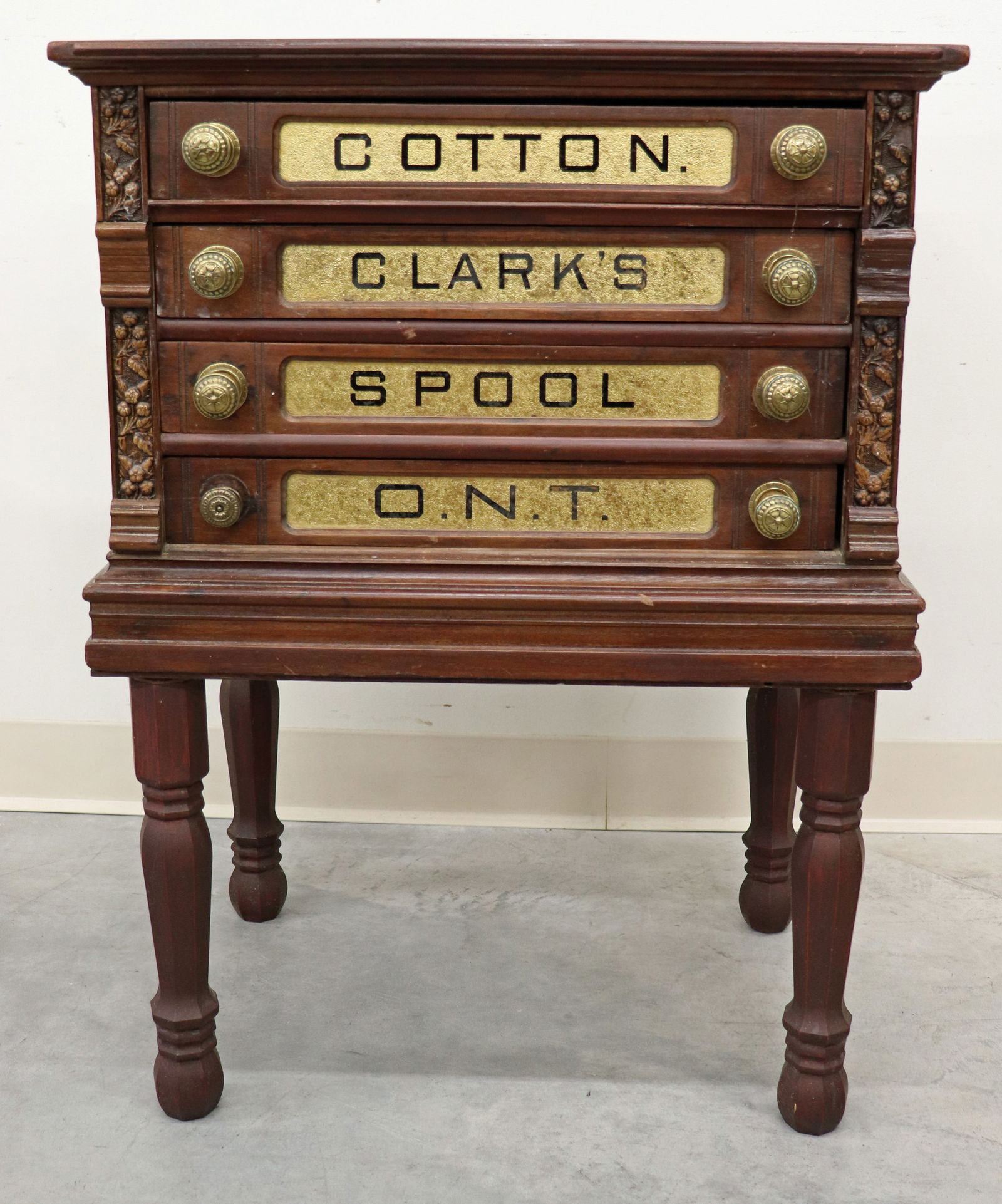 ANTIQUE CLARK'S O.N.T. SPOOL CABINET - 4 DRAWER (1 of 3)