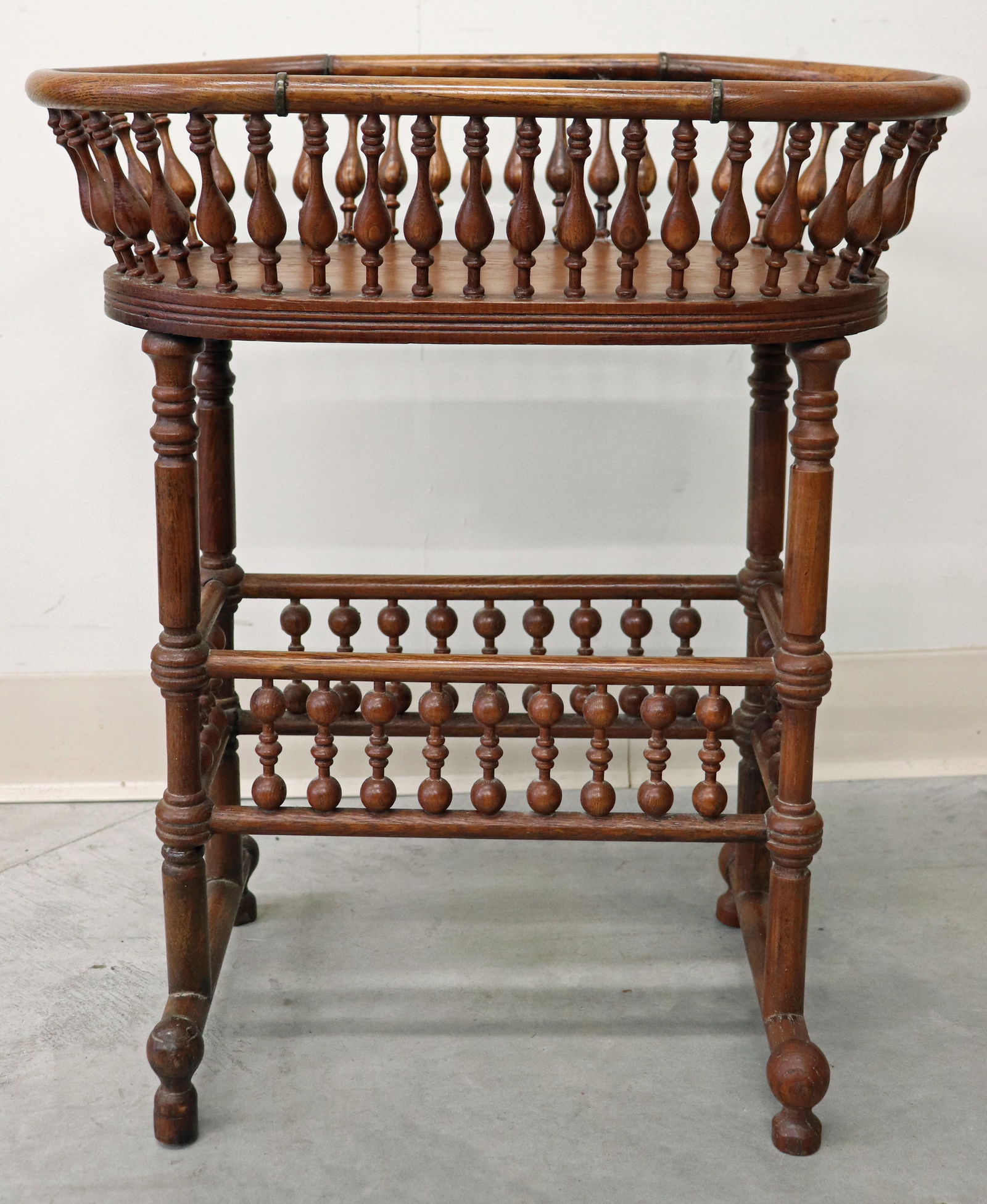 RARE ANTIQUE OAK STICK & BALL BASKET TABLE (1 of 2)