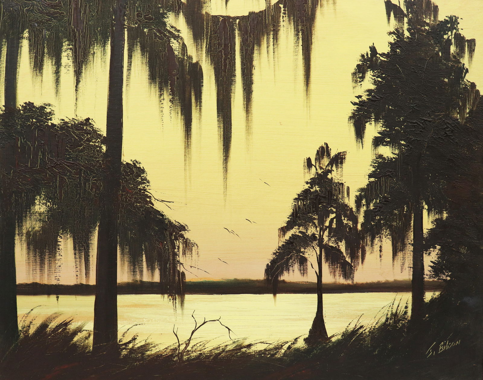 JAMES GIBSON YELLOW CYPRESS HIGHWAYMEN PAINTING (1 of 4)