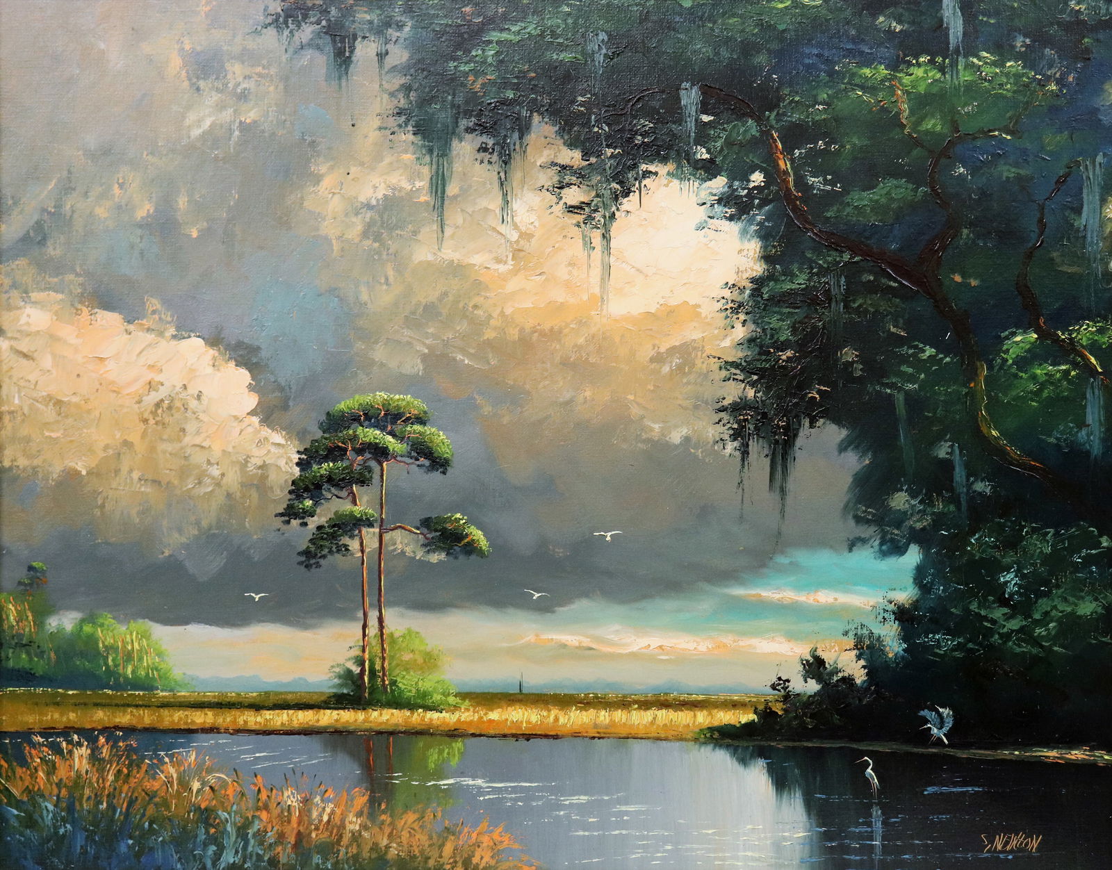 SAM NEWTON CLOUDY BACKWOODS HIGHWAYMEN PAINTING (1 of 6)