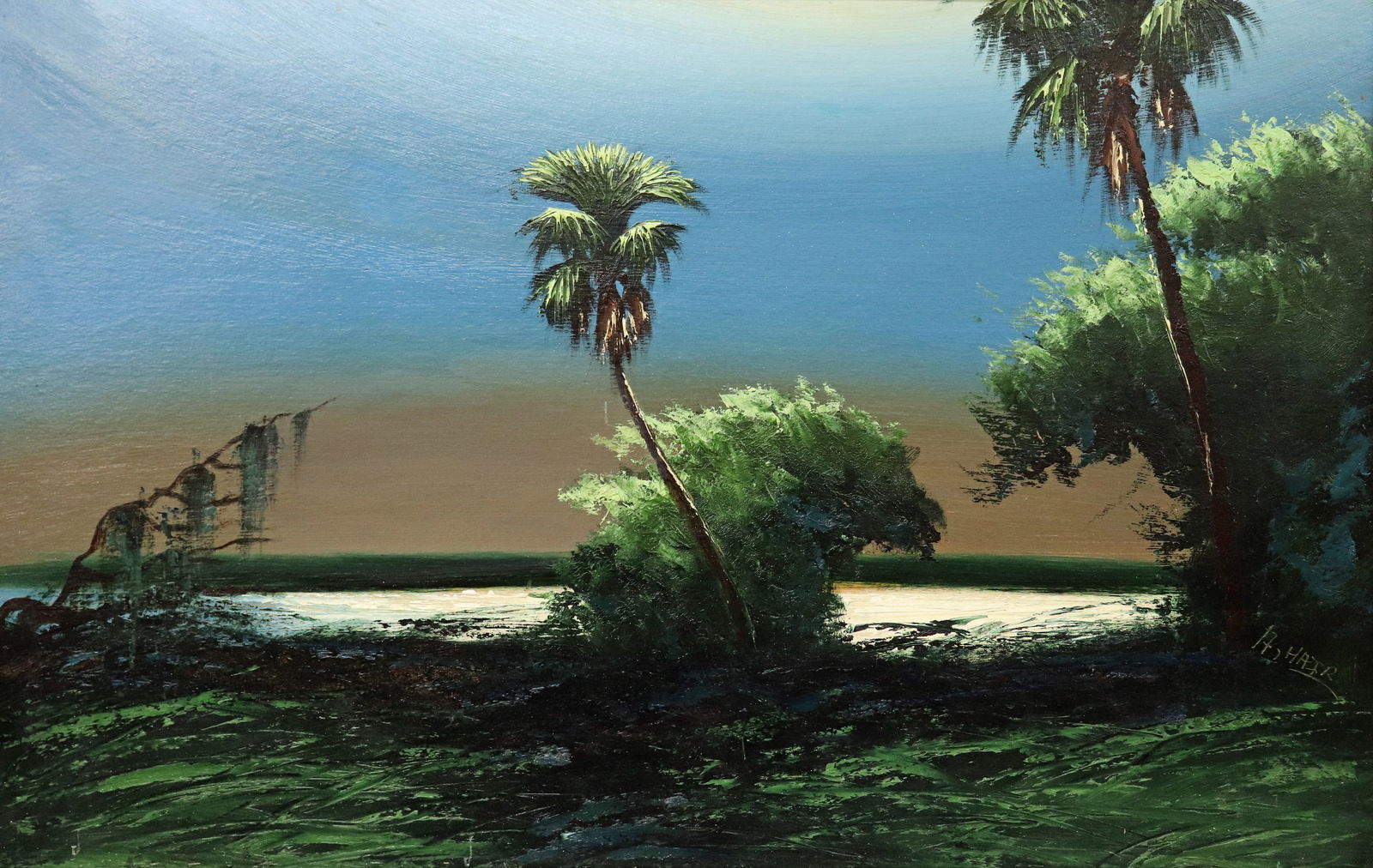 ALFRED HAIR NIGHT RIVER PALMS HIGHWAYMEN PAINTING (1 of 5)