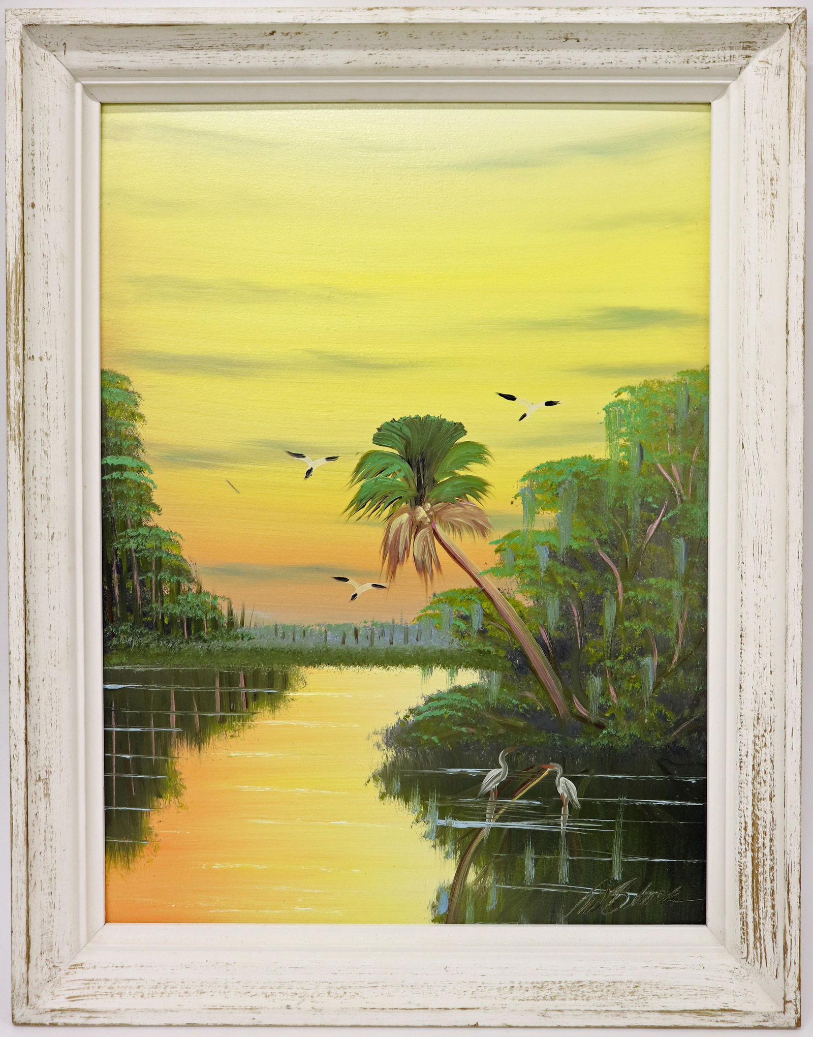 AL BLACK YELLOW SUNSET RIVER HIGHWAYMEN PAINTING (1 of 4)