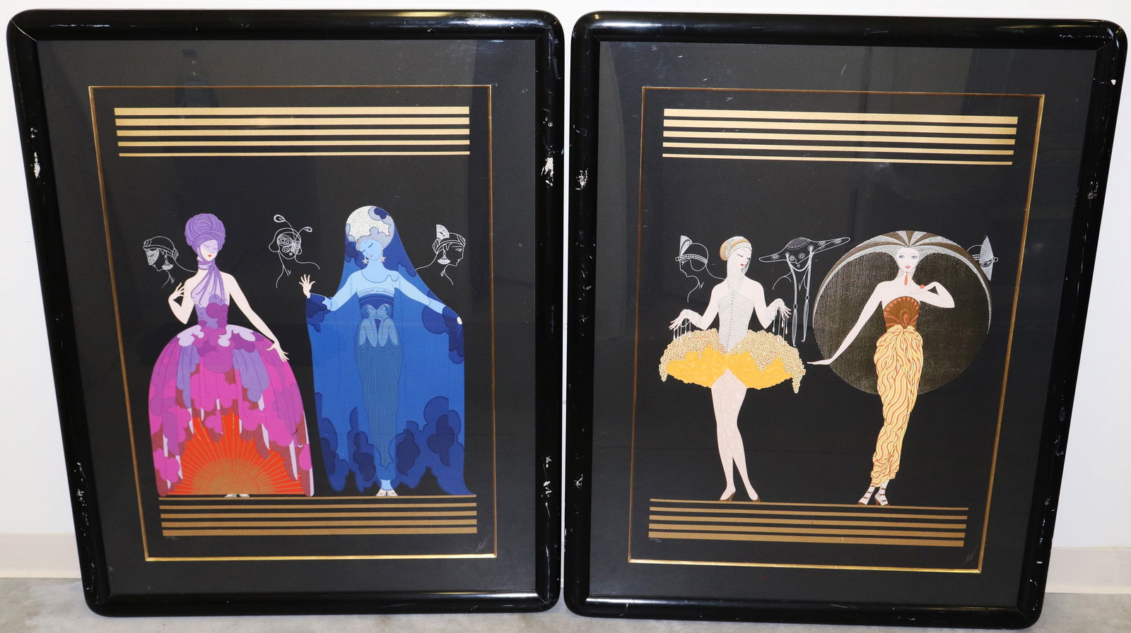 (2) ERTE A/P MORNING DAY EVENING NIGHT SERIGRAPHS: Romain de Tirtoff "Erte" (1892-1990) Two Artist Proof Art Deco serigraphs "Morning Day" and "Evening Night". Each serigraph signed lower right corner and numbered lower left A/P 24/50. Each measures a