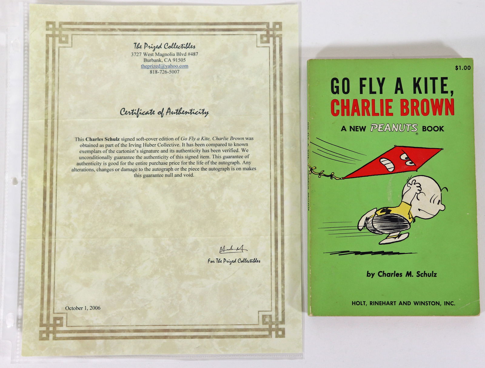 CHARLES SCHULZ "GO FLY A KITE" SIGNED BOOK (1 of 5)
