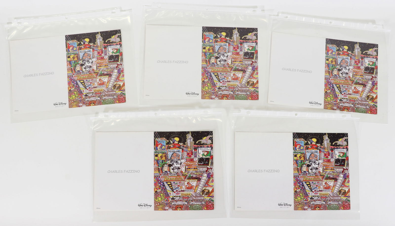 (5) CHARLES FAZZINO WALT DISNEY SIGNED CARDS (1 of 2)