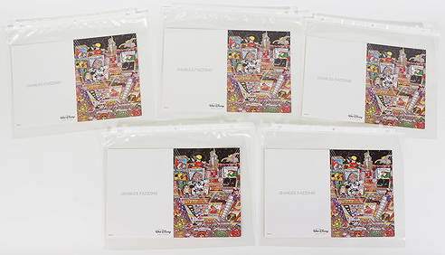 (5) CHARLES FAZZINO WALT DISNEY SIGNED CARDS (1 of 2)