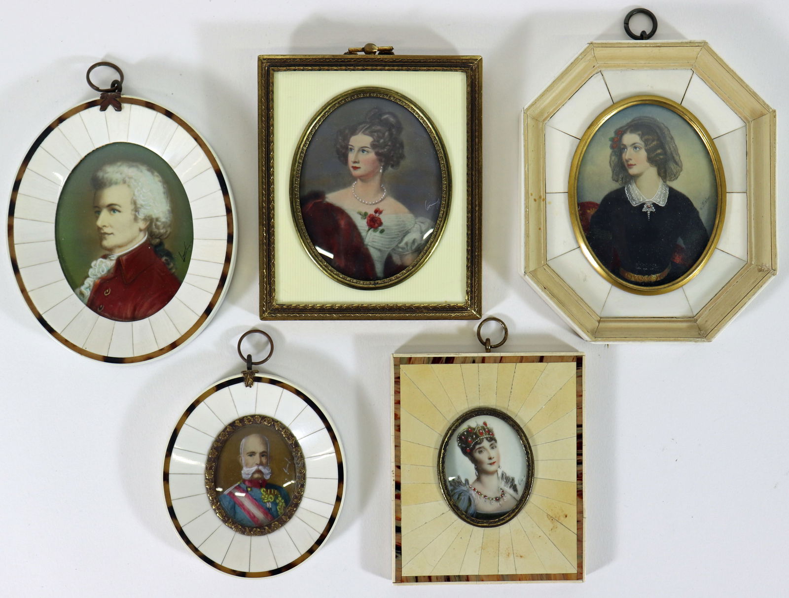 (5) ANTIQUE MINIATURE PORTRAIT PAINTINGS, MOZART (1 of 3)