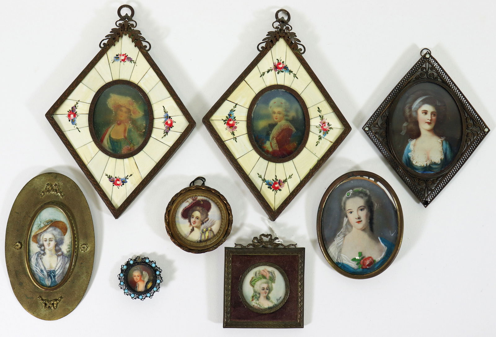 (8) ANTIQUE FRENCH MINIATURE PORTRAIT PAINTINGS (1 of 4)