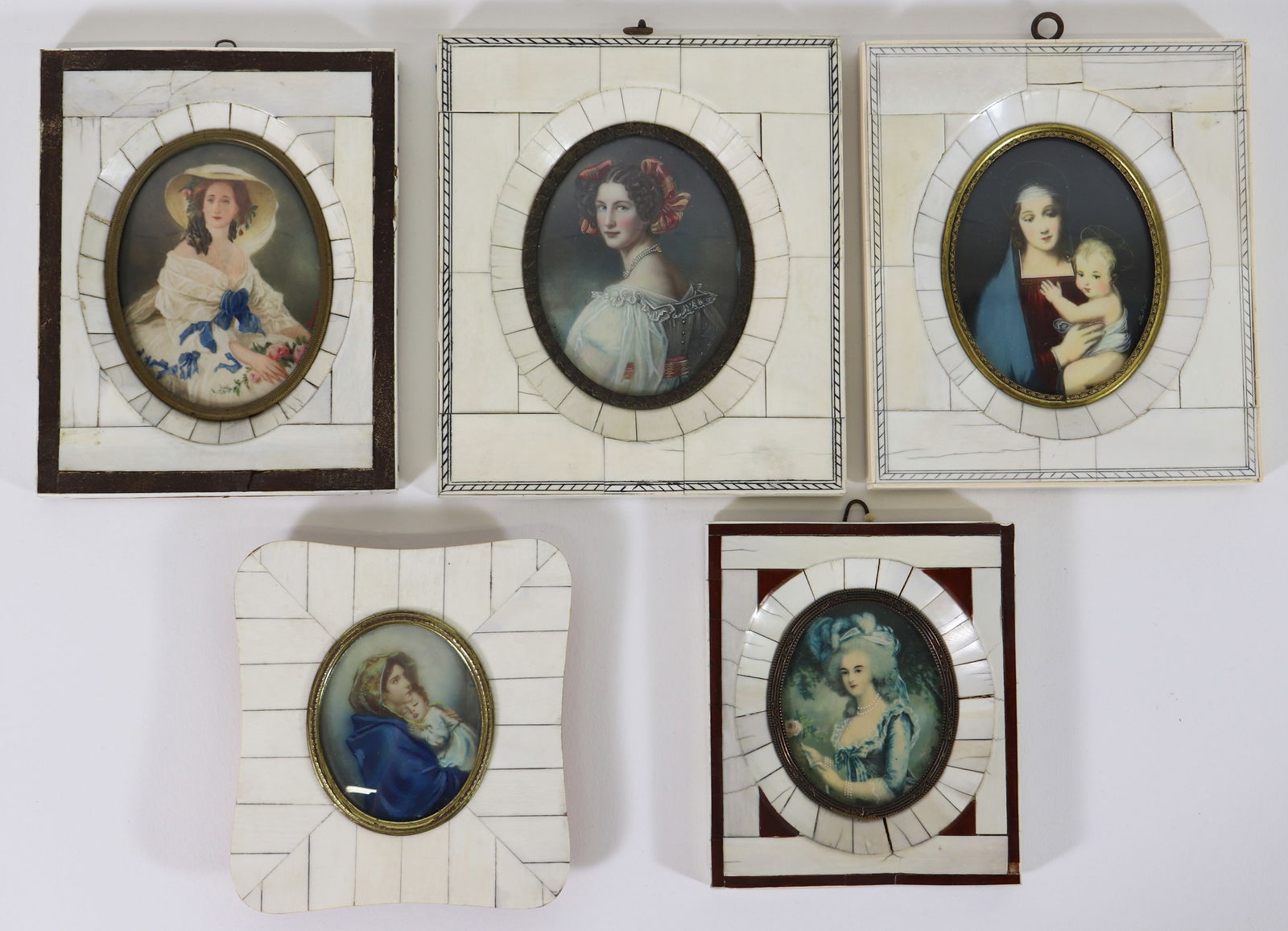 (5) ANTIQUE MINIATURE PORTRAIT PAINTINGS (1 of 4)
