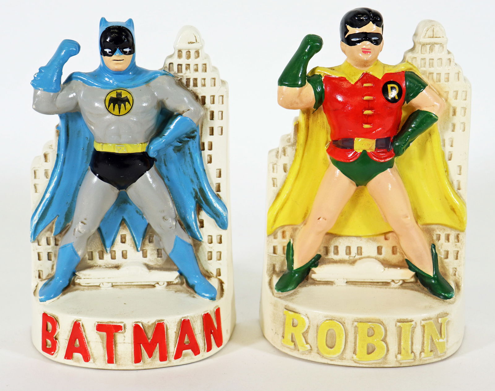 (2) RARE VINTAGE 1966 BATMAN AND ROBIN BOOKENDS (1 of 2)
